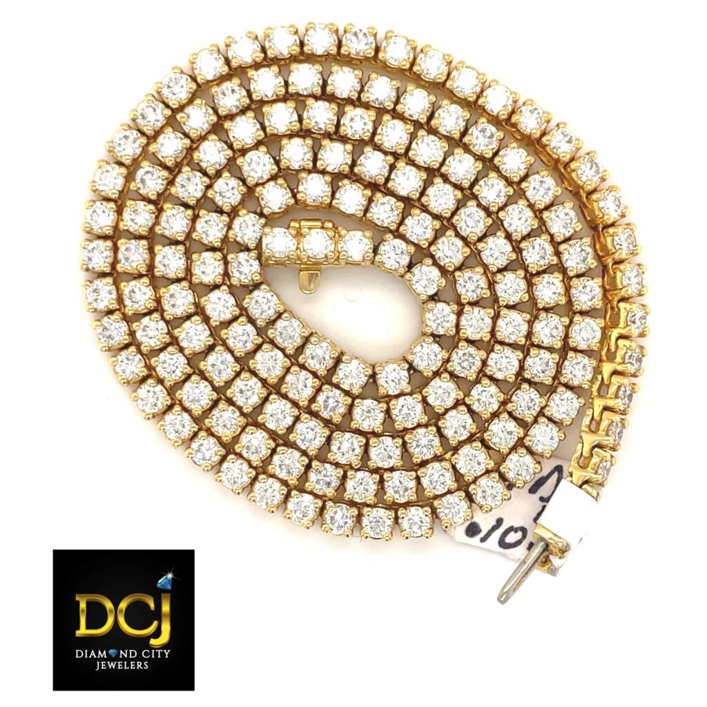 10kt Yellow Gold Diamond Tennis Chain Diamond City Jewelers