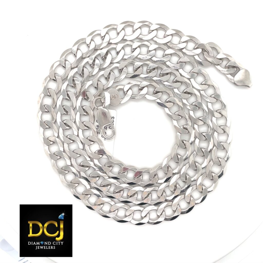 Sterling Silver Flat Cuban Necklace Diamond City Jewelers